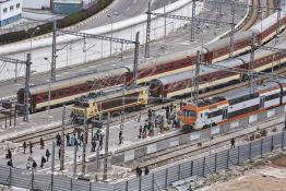 Image du Maroc Professionnelle de  La nouvelle gare provisoire Casa-Port de Casablanca durant les travaux de construction d'une gare moderne, Samedi 11 Avril 2009. (Photo / Abdeljalil Bounhar) 